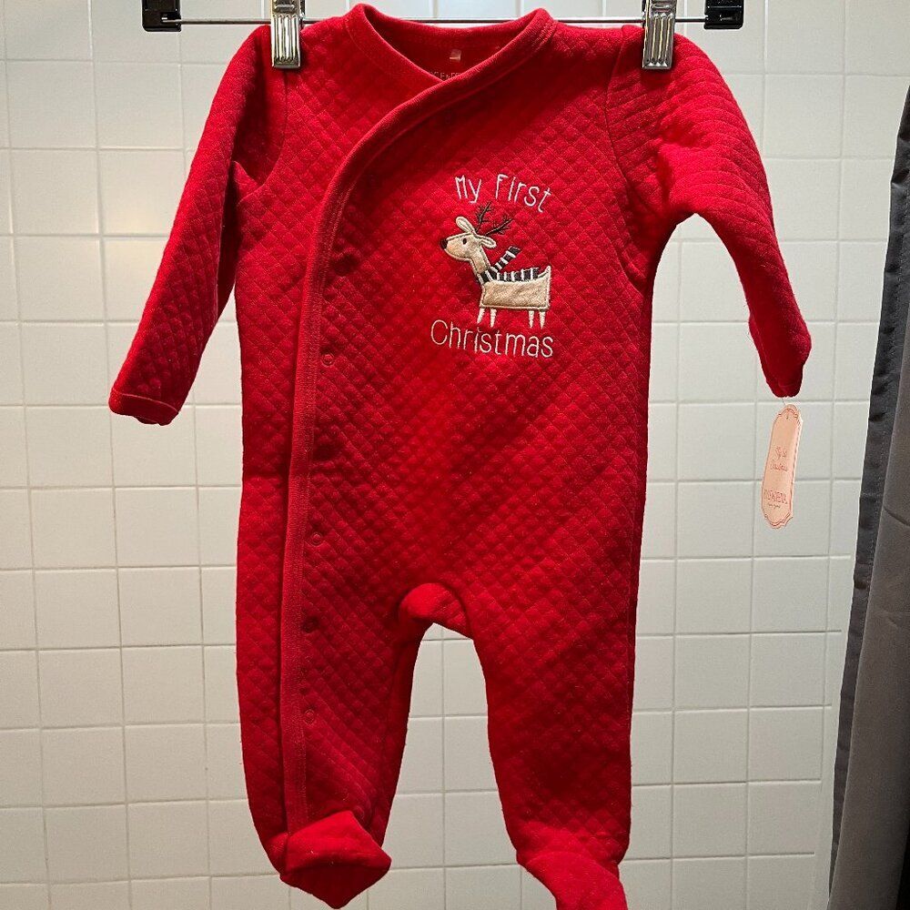 Kyle & Deena My First Christmas Holiday Footed Onesie NWT 6-9M